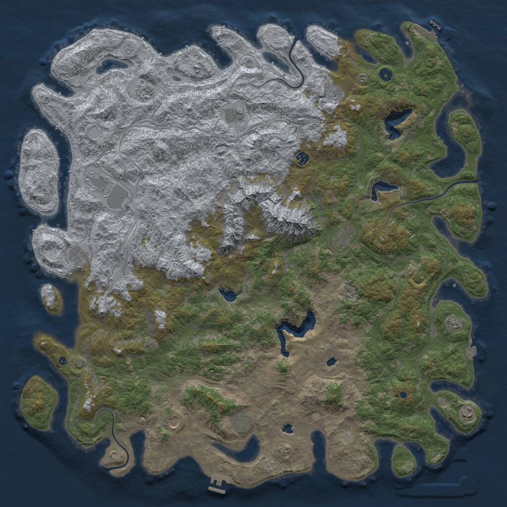 Rust Map: Procedural Map, Size: 6000, Seed: 1256182186, 17 Monuments