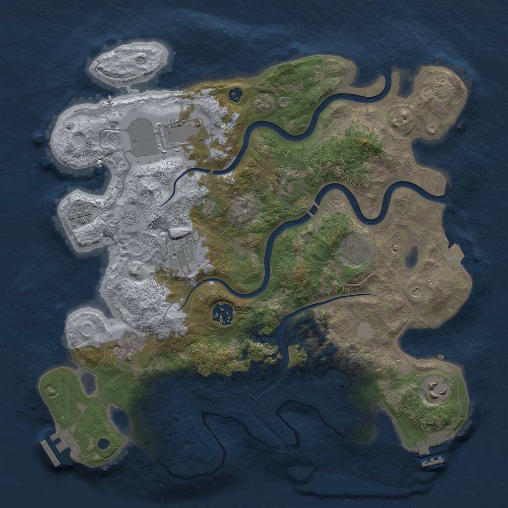 Rust Map: Procedural Map, Size: 3550, Seed: 728099, 14 Monuments