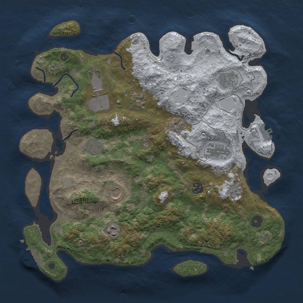 Rust Map: Procedural Map, Size: 3850, Seed: 531038998, 18 Monuments