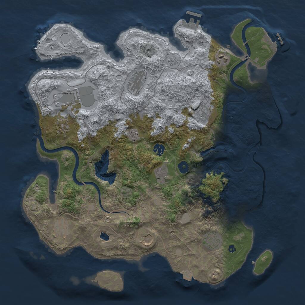 Rust Map: Procedural Map, Size: 4000, Seed: 1634165247, 17 Monuments