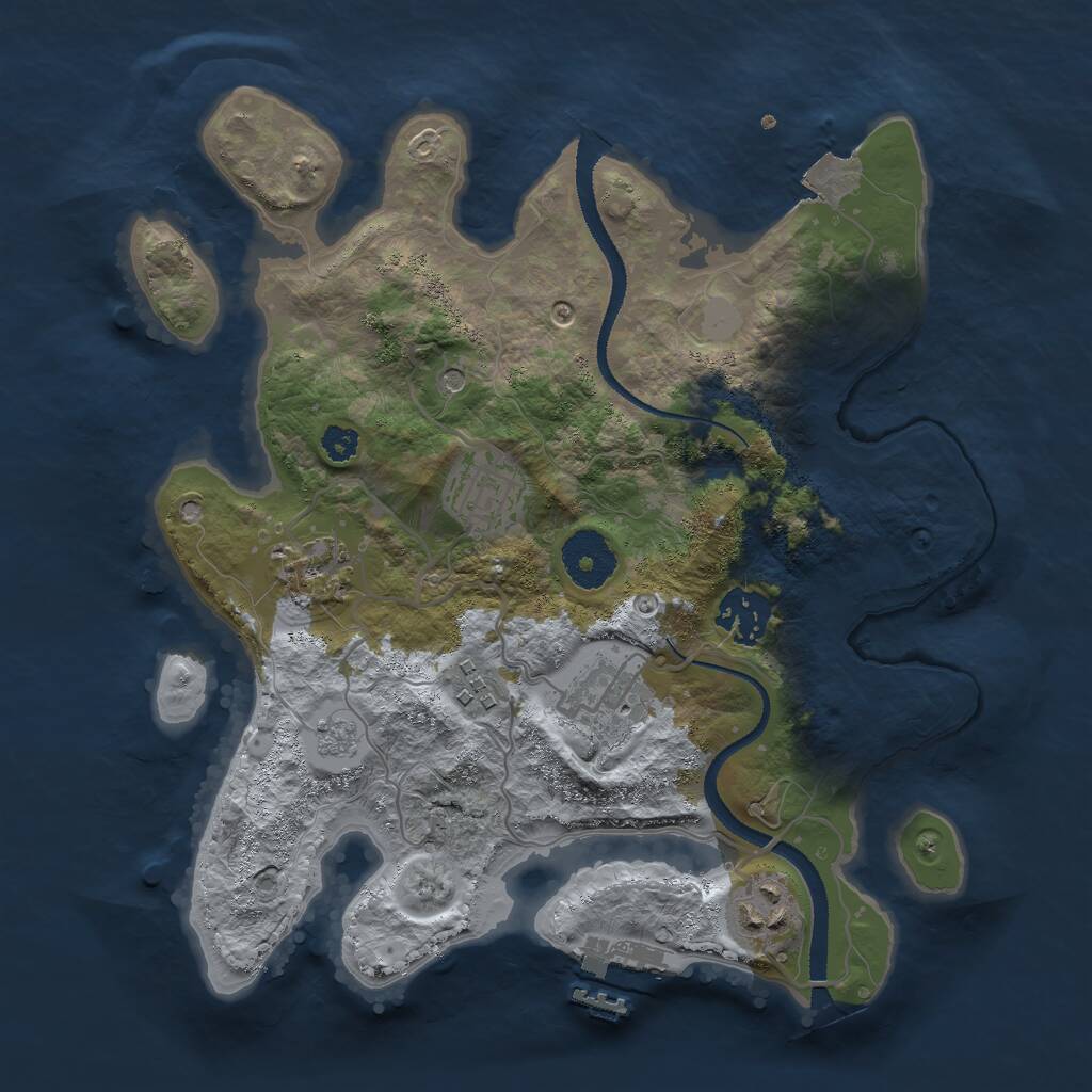 Rust Map: Procedural Map, Size: 3000, Seed: 875431, 10 Monuments