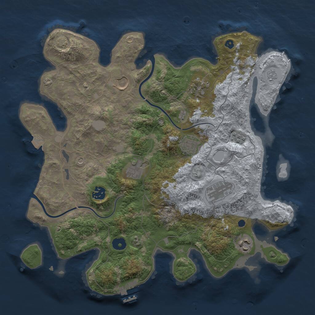 Rust Map: Procedural Map, Size: 3550, Seed: 964028, 13 Monuments