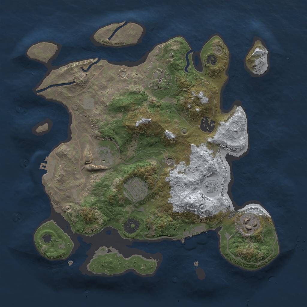 Rust Map: Procedural Map, Size: 3000, Seed: 2432, 14 Monuments