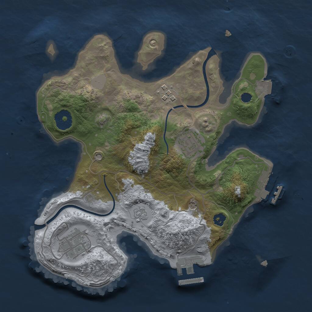 Rust Map: Procedural Map, Size: 2500, Seed: 2147483647, 8 Monuments