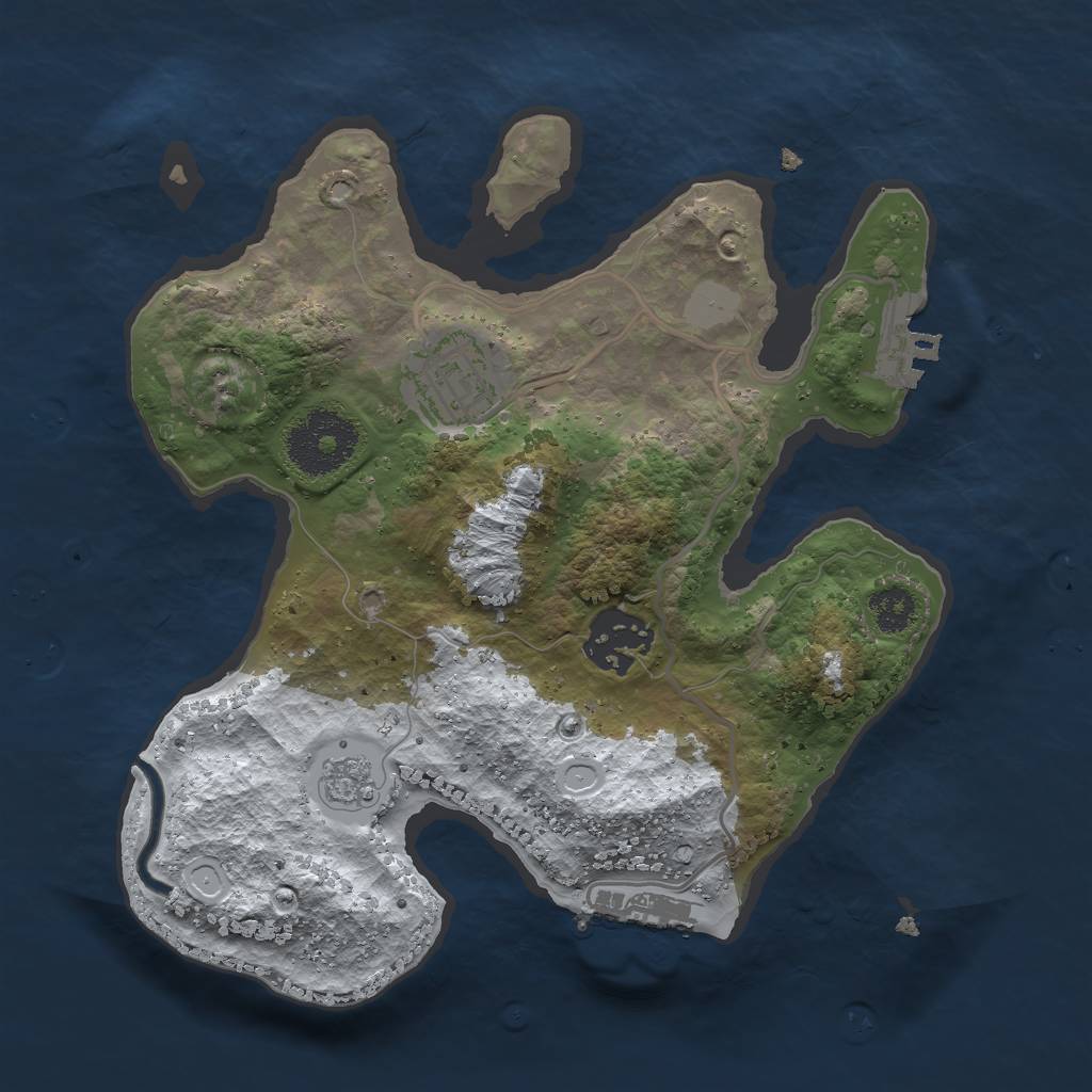 Rust Map: Procedural Map, Size: 2500, Seed: 2147483647, 10 Monuments