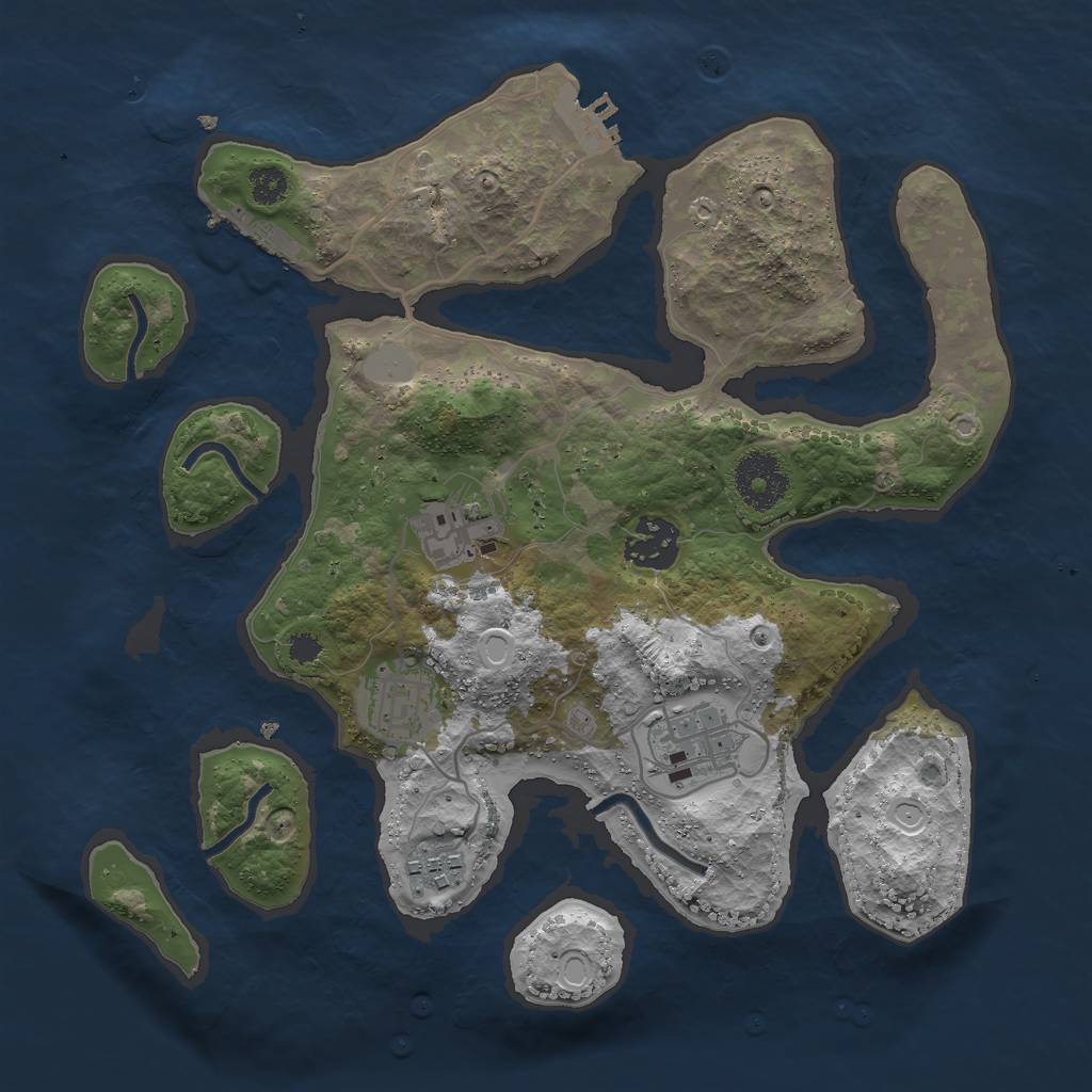 Rust Map: Procedural Map, Size: 3000, Seed: 335826, 12 Monuments