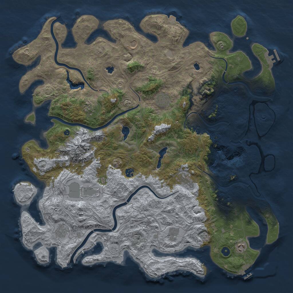 Rust Map: Procedural Map, Size: 5000, Seed: 36251132, 17 Monuments