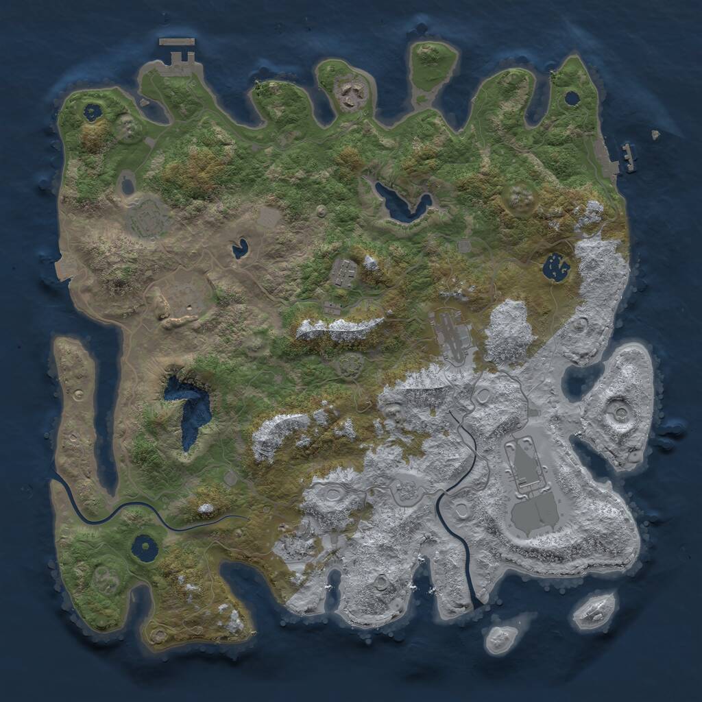 Rust Map: Procedural Map, Size: 4000, Seed: 19960424, 14 Monuments