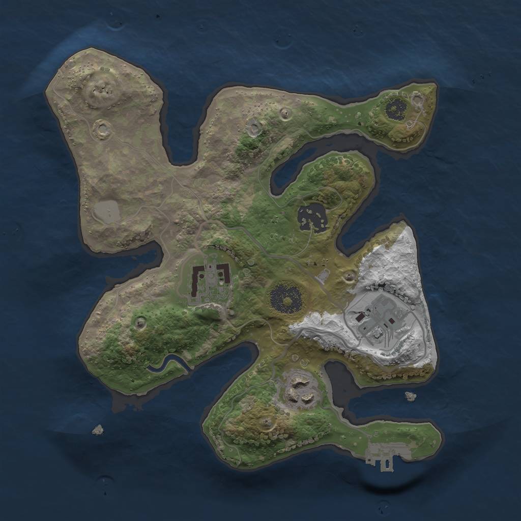 Rust Map: Procedural Map, Size: 2500, Seed: 54656, 10 Monuments