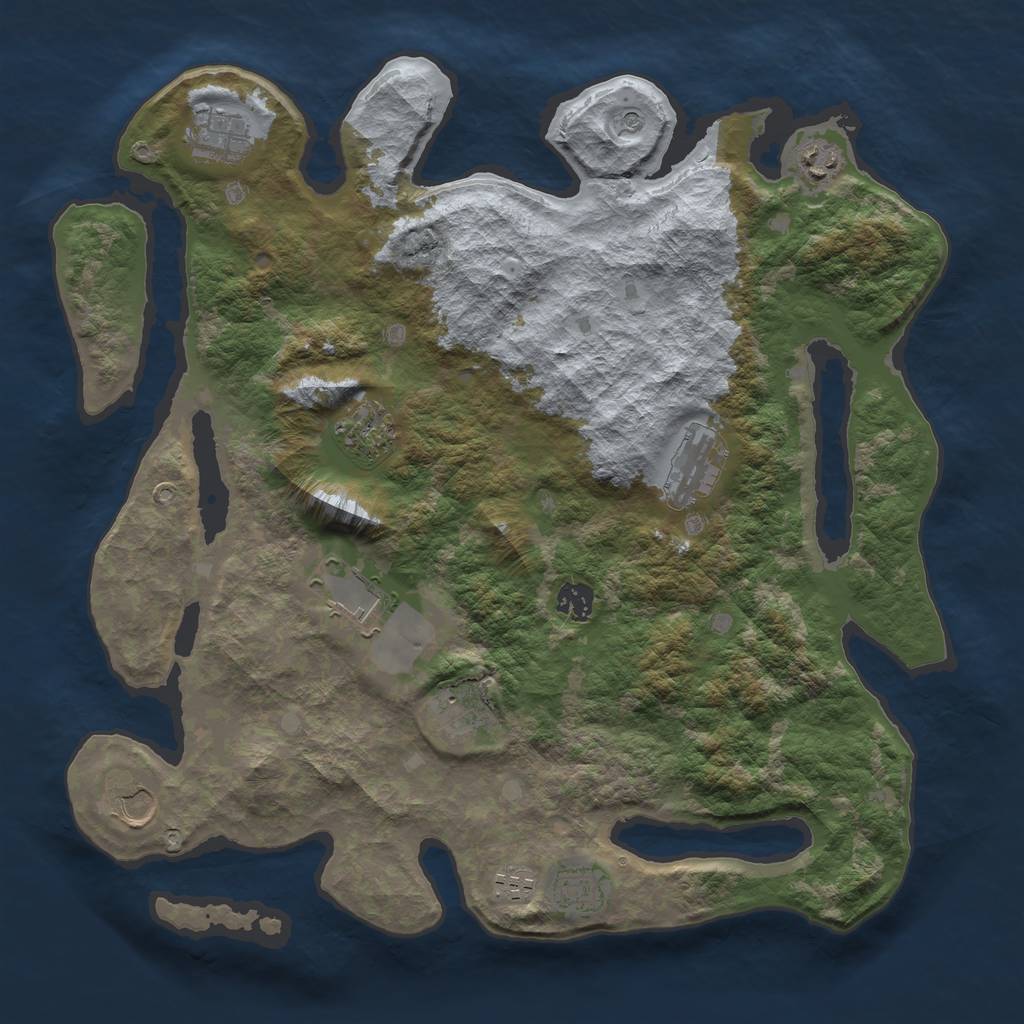 Rust Map: Barren, Size: 4000, Seed: 5402, 13 Monuments