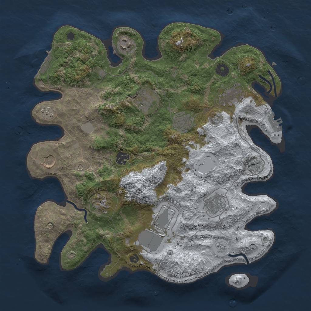 Rust Map: Procedural Map, Size: 3550, Seed: 468474, 19 Monuments