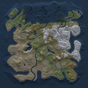 Thumbnail Rust Map: Procedural Map, Size: 4000, Seed: 108, 14 Monuments