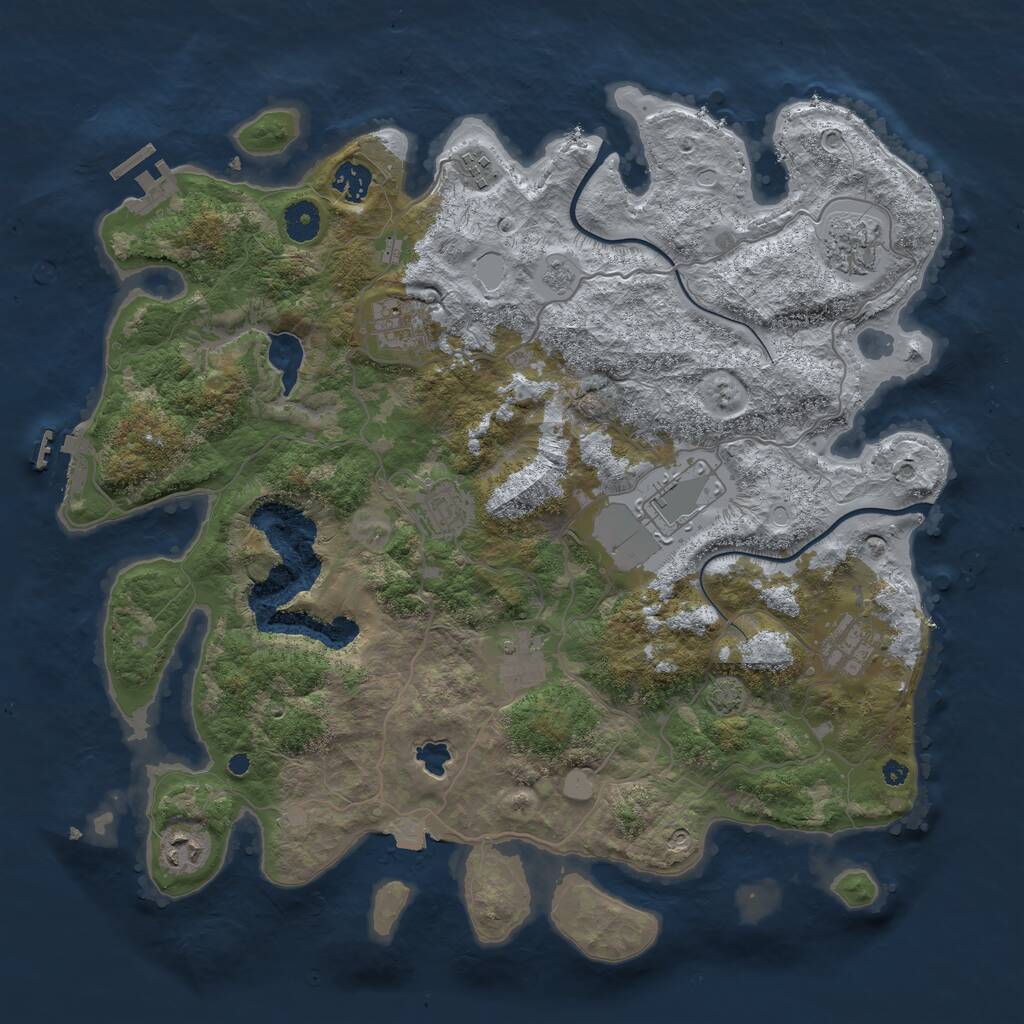 Rust Map: Procedural Map, Size: 4000, Seed: 70201862, 14 Monuments