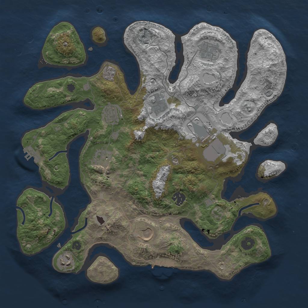 Rust Map: Procedural Map, Size: 3550, Seed: 669247, 17 Monuments