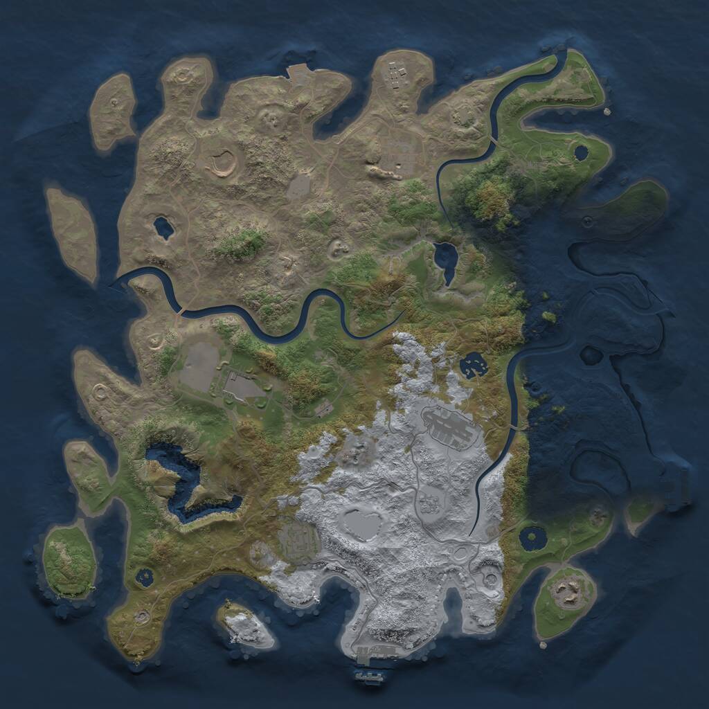 Rust Map: Procedural Map, Size: 4000, Seed: 305304, 14 Monuments