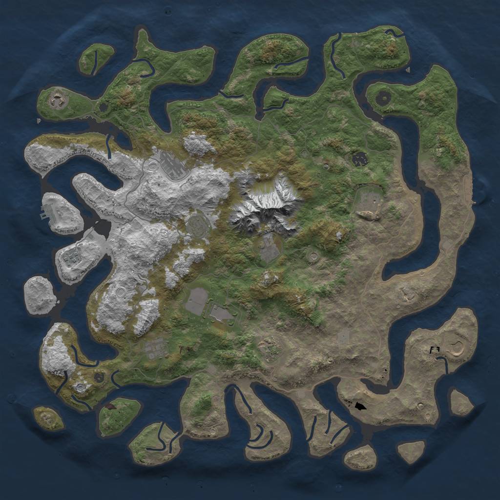 Rust Map: Procedural Map, Size: 5000, Seed: 155, 19 Monuments