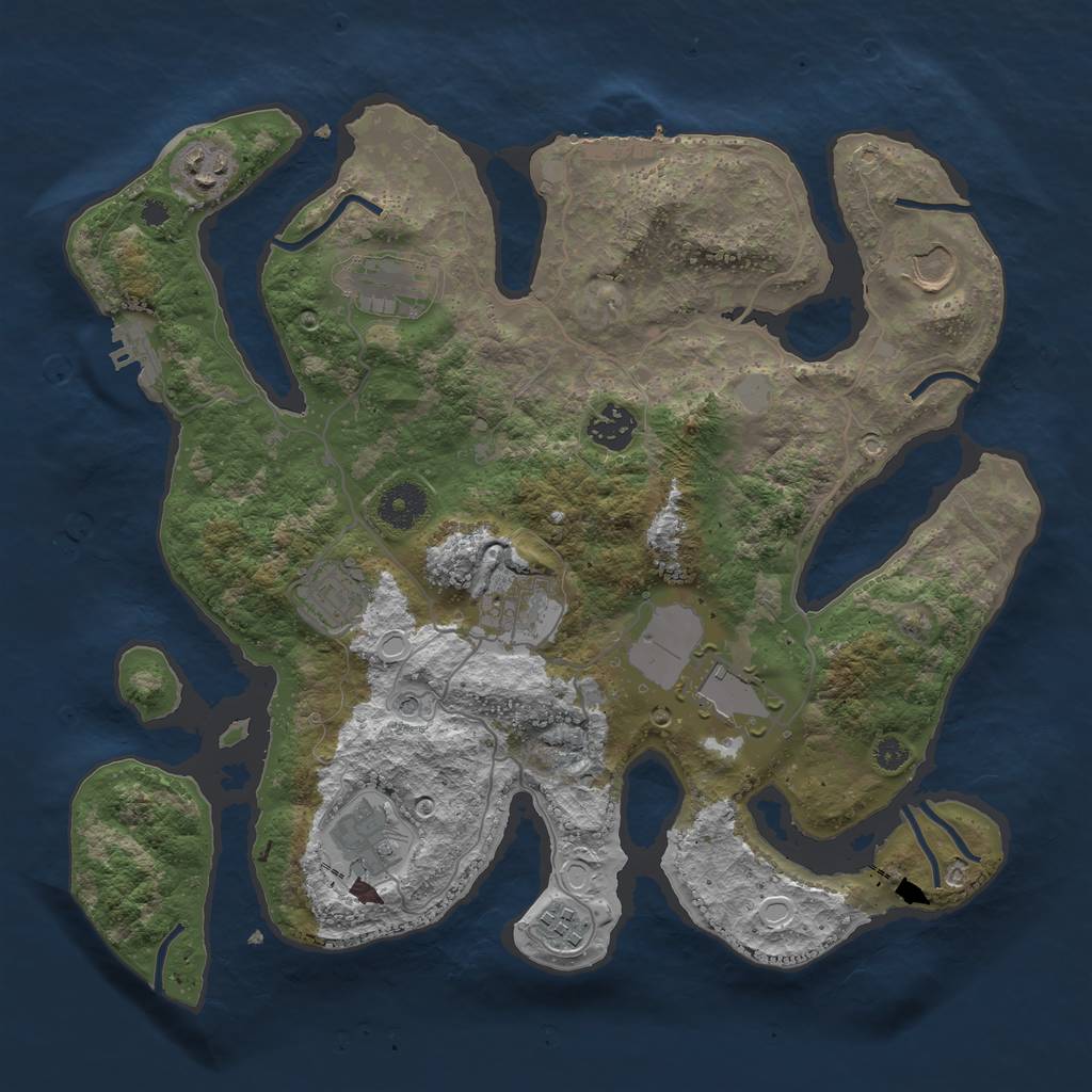 Rust Map: Procedural Map, Size: 3550, Seed: 269078, 17 Monuments
