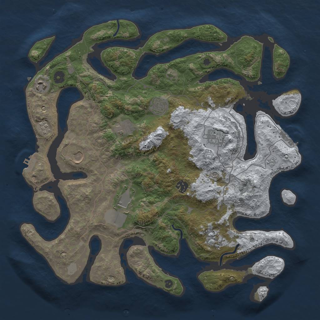 Rust Map: Procedural Map, Size: 4000, Seed: 716502, 18 Monuments