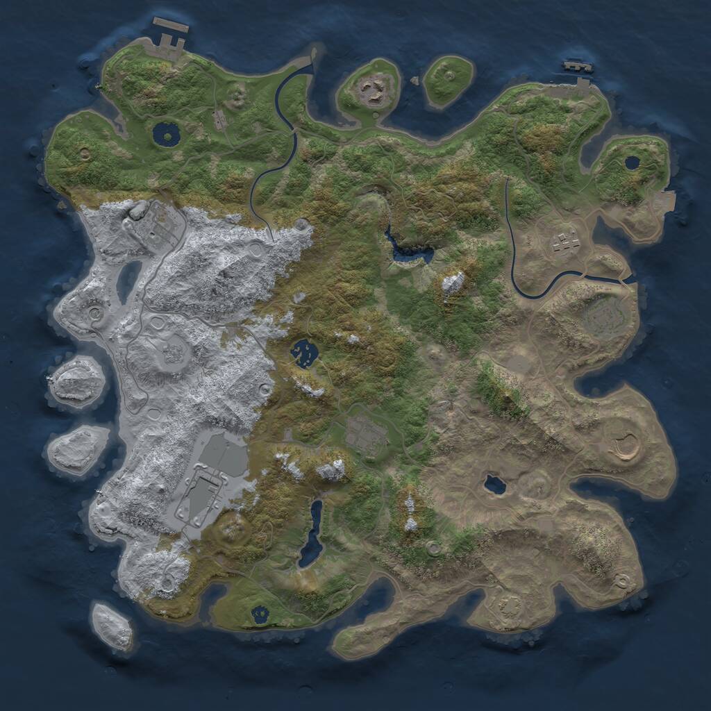 Rust Map: Procedural Map, Size: 4000, Seed: 749052258, 14 Monuments