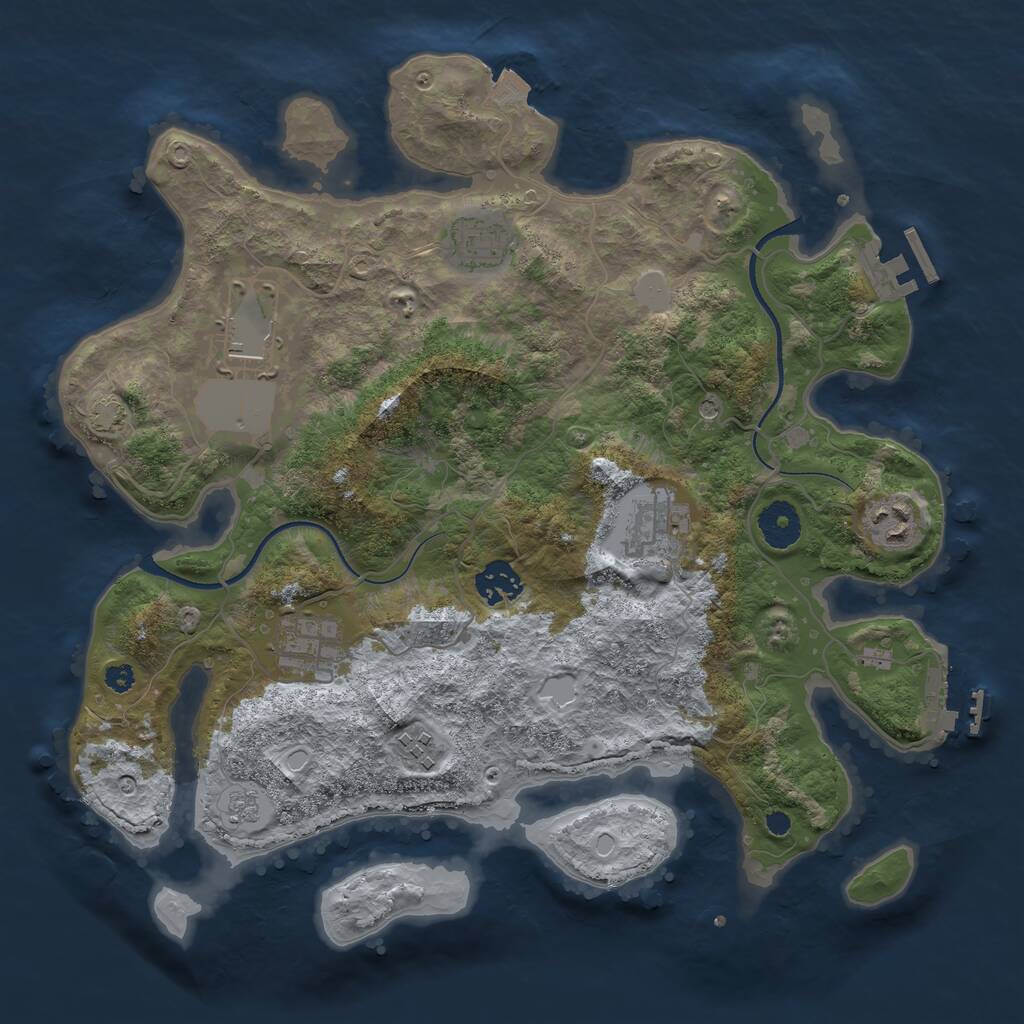 Rust Map: Procedural Map, Size: 3500, Seed: 8756143, 13 Monuments