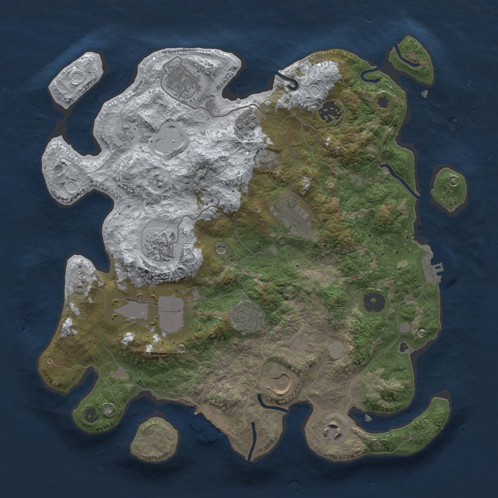 Rust Map: Procedural Map, Size: 3550, Seed: 941700, 18 Monuments