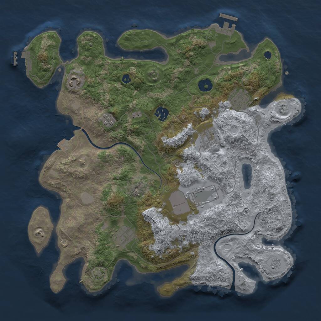 Rust Map: Procedural Map, Size: 3550, Seed: 109924, 13 Monuments