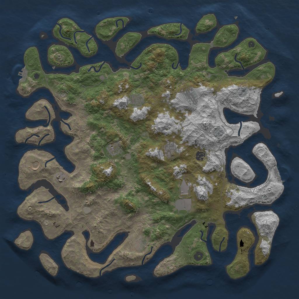 Rust Map: Procedural Map, Size: 4800, Seed: 1937582, 18 Monuments