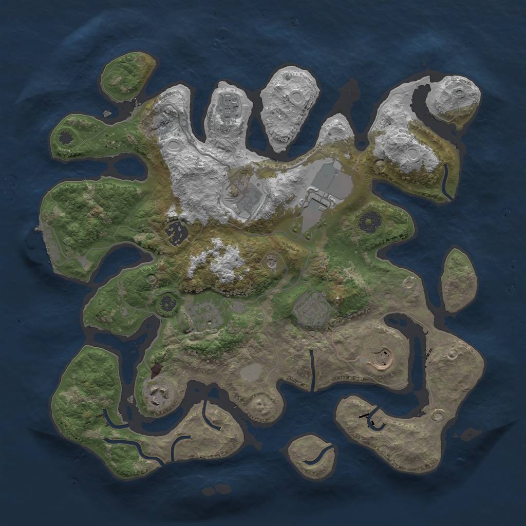 Rust Map: Procedural Map, Size: 3550, Seed: 360862, 15 Monuments