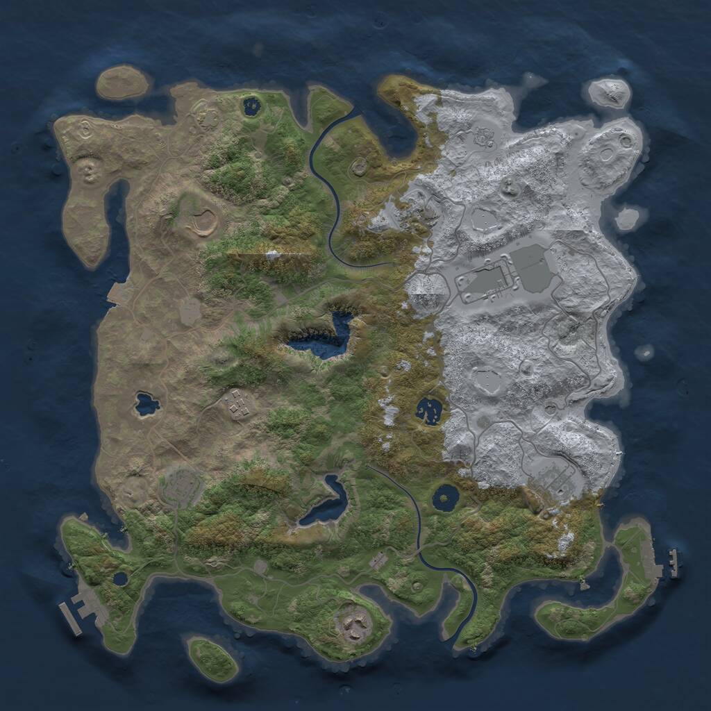 Rust Map: Procedural Map, Size: 4000, Seed: 80085, 14 Monuments