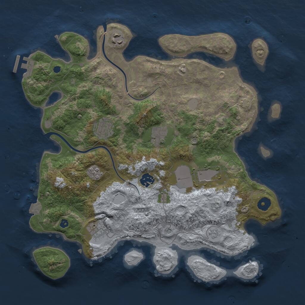 Rust Map: Procedural Map, Size: 3500, Seed: 877836906, 12 Monuments