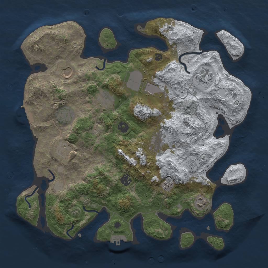 Rust Map: Procedural Map, Size: 3650, Seed: 301890763, 19 Monuments