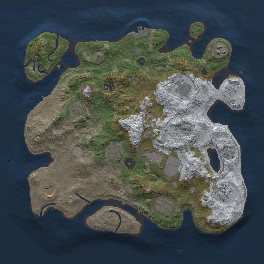 Rust Map: Procedural Map, Size: 3500, Seed: 534718326, 19 Monuments