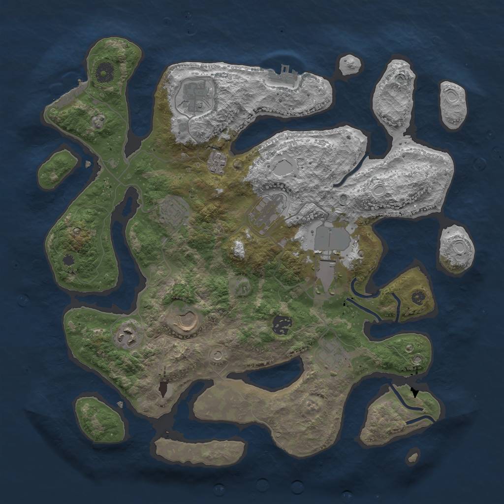 Rust Map: Procedural Map, Size: 3800, Seed: 28, 17 Monuments