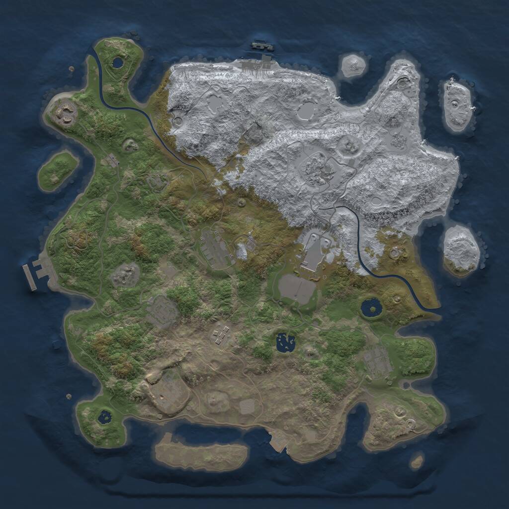 Rust Map: Procedural Map, Size: 3800, Seed: 28, 15 Monuments