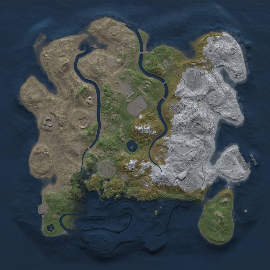 Rust Map: Procedural Map, Size: 3550, Seed: 606429, 13 Monuments