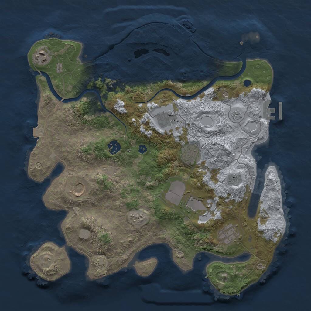 Rust Map: Procedural Map, Size: 3550, Seed: 886856, 14 Monuments