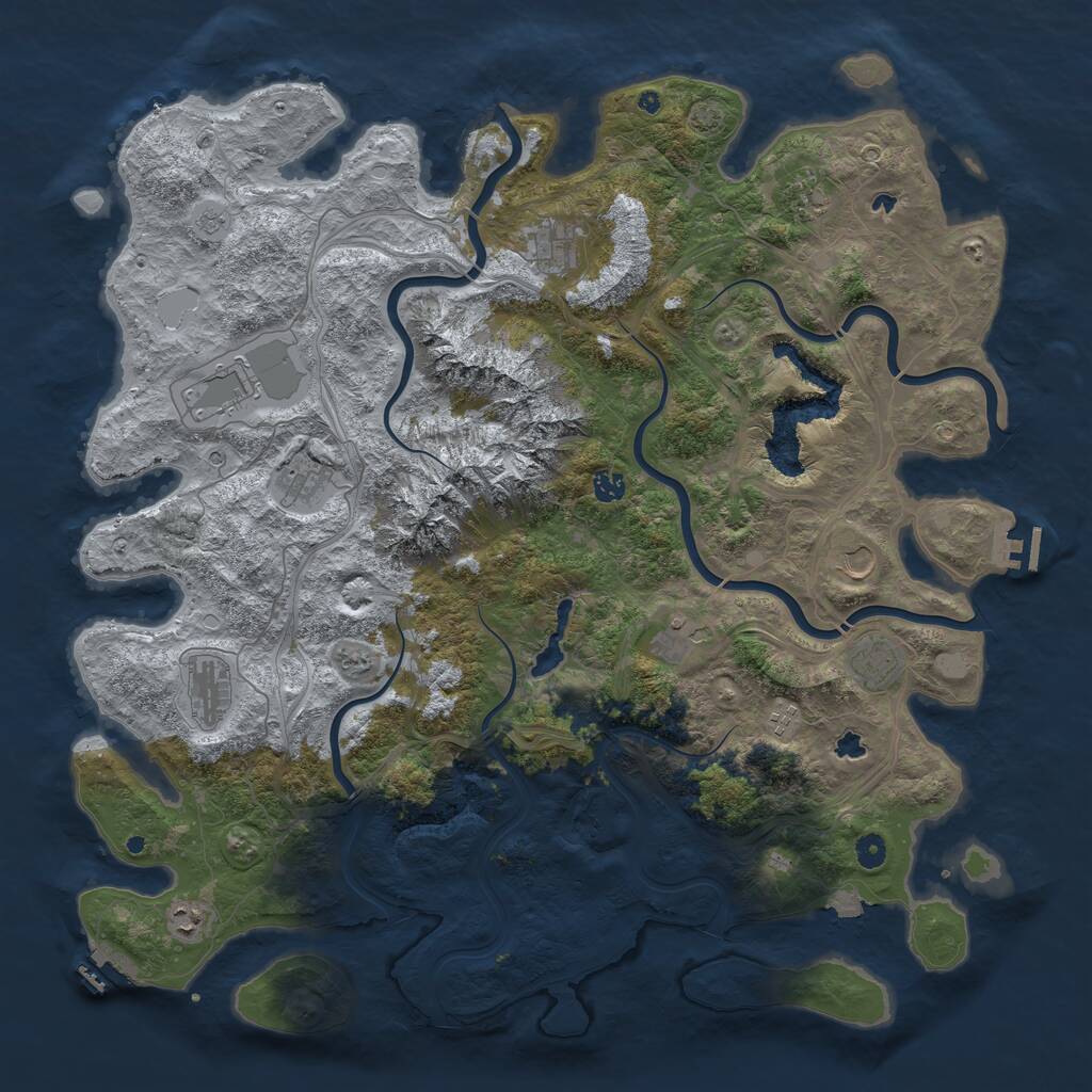Rust Map: Procedural Map, Size: 5000, Seed: 12, 17 Monuments