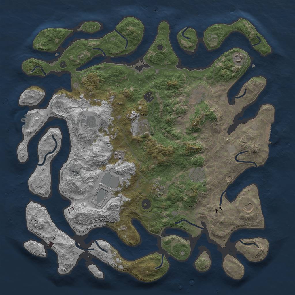 Rust Map: Procedural Map, Size: 4500, Seed: 40288965, 18 Monuments