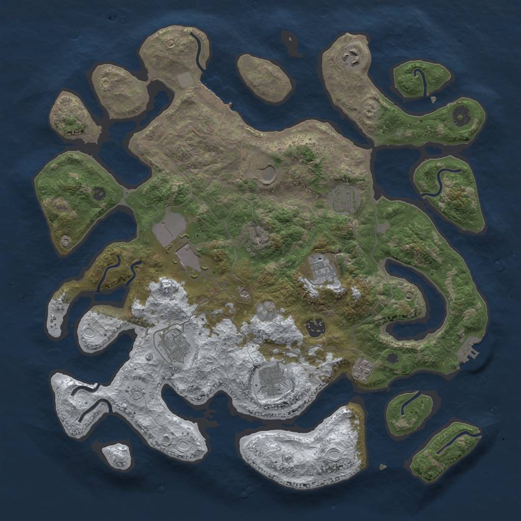 Rust Map: Procedural Map, Size: 4000, Seed: 80087355, 18 Monuments