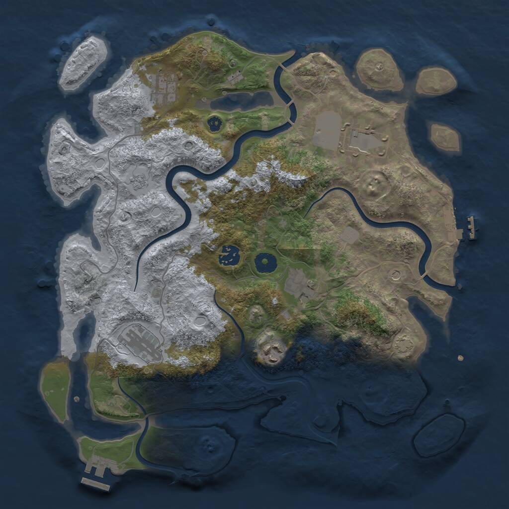 Rust Map: Procedural Map, Size: 3550, Seed: 626777, 12 Monuments