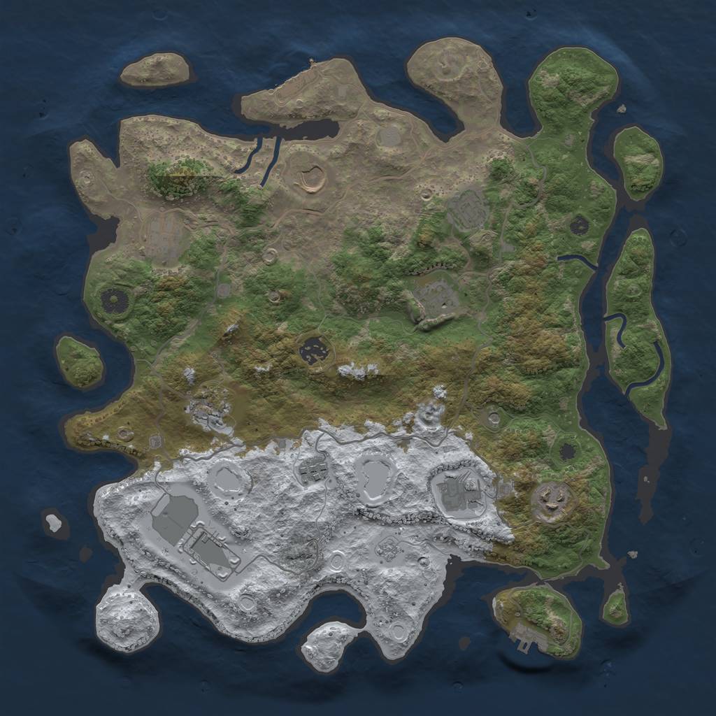 Rust Map: Procedural Map, Size: 4000, Seed: 888303, 19 Monuments