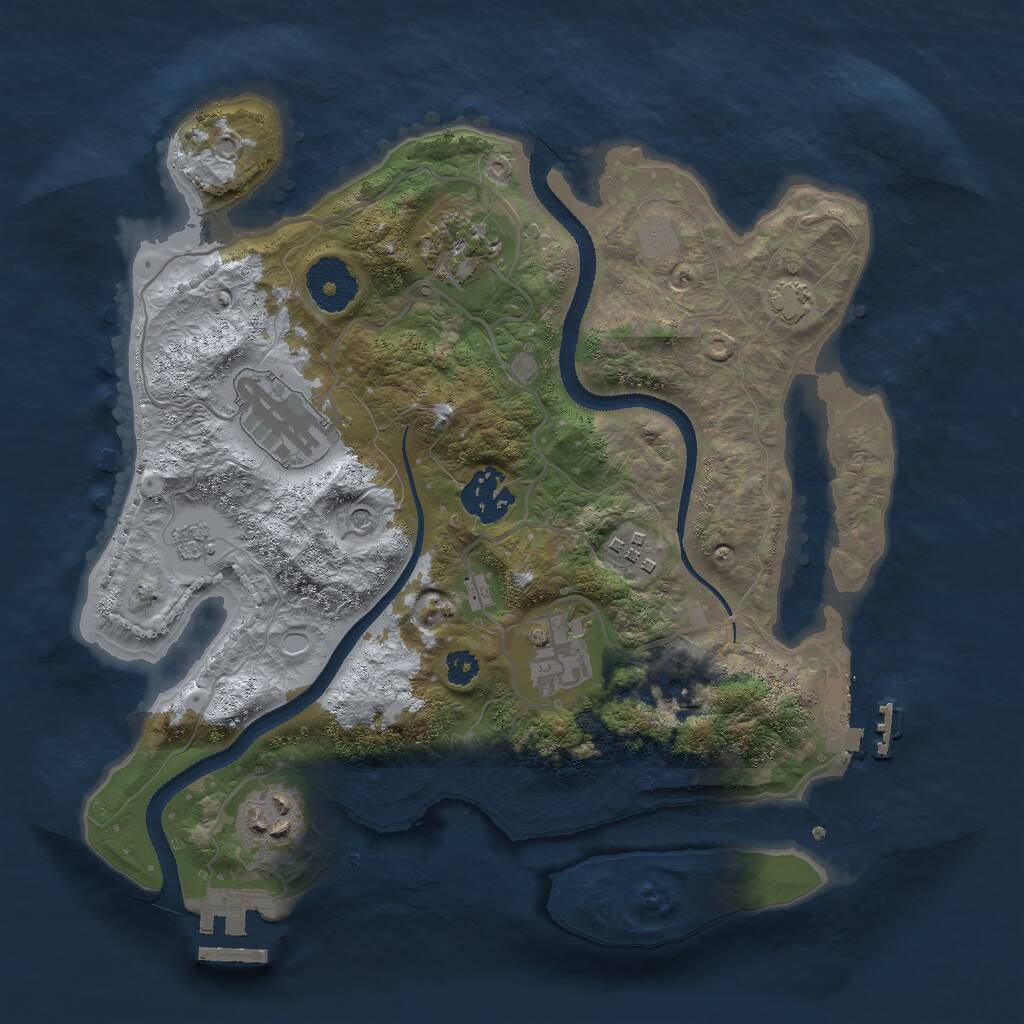 Rust Map: Procedural Map, Size: 3000, Seed: 1065690835, 12 Monuments