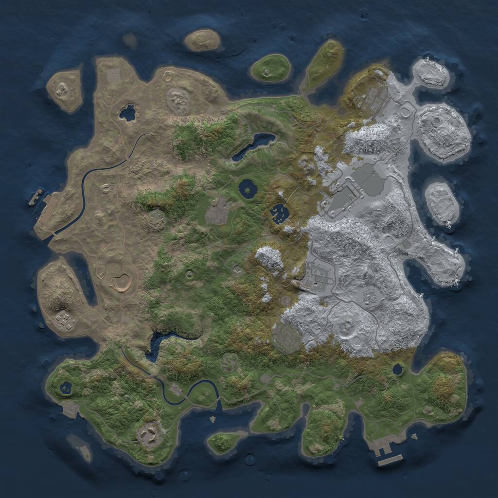 Rust Map: Procedural Map, Size: 4000, Seed: 6464, 15 Monuments