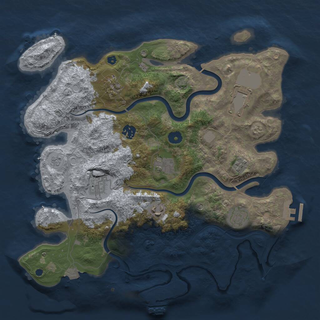 Rust Map: Procedural Map, Size: 3550, Seed: 303101, 14 Monuments