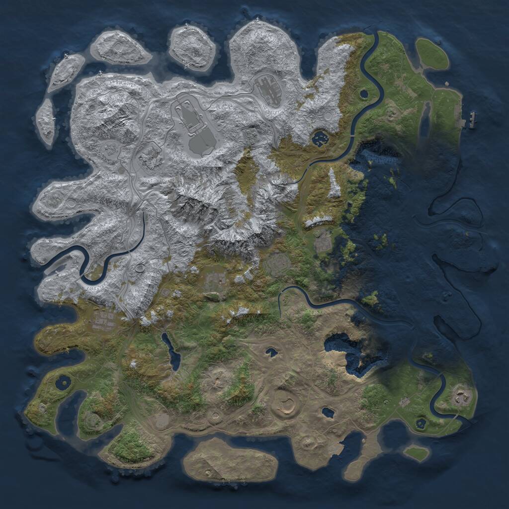 Rust Map: Procedural Map, Size: 5000, Seed: 55555, 17 Monuments