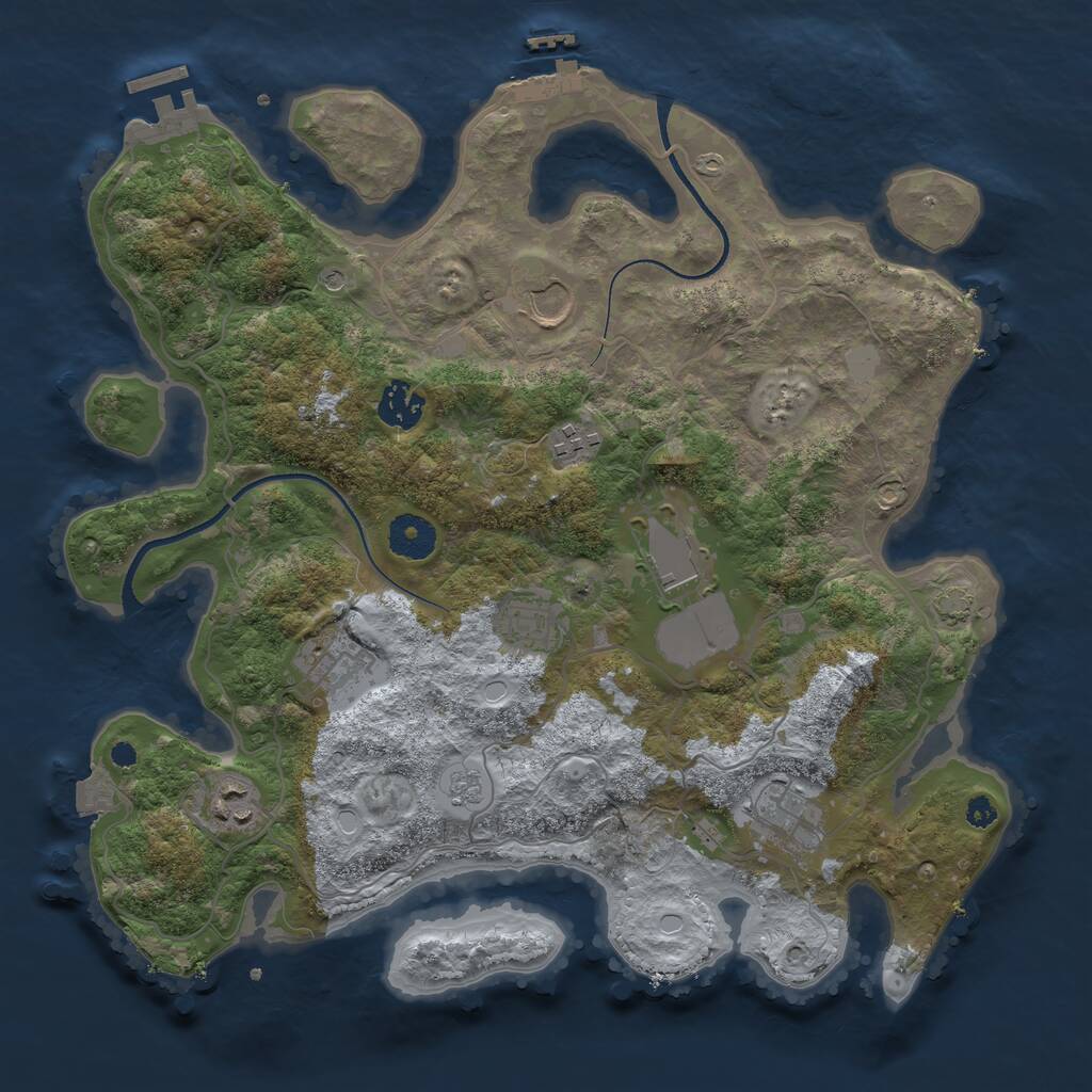 Rust Map: Procedural Map, Size: 3550, Seed: 254690, 14 Monuments