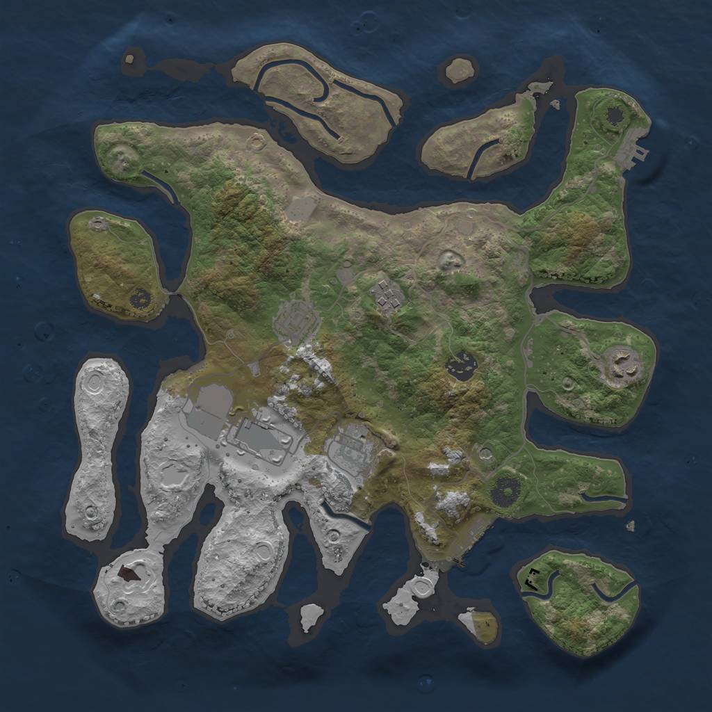 Rust Map: Procedural Map, Size: 3550, Seed: 128444, 14 Monuments