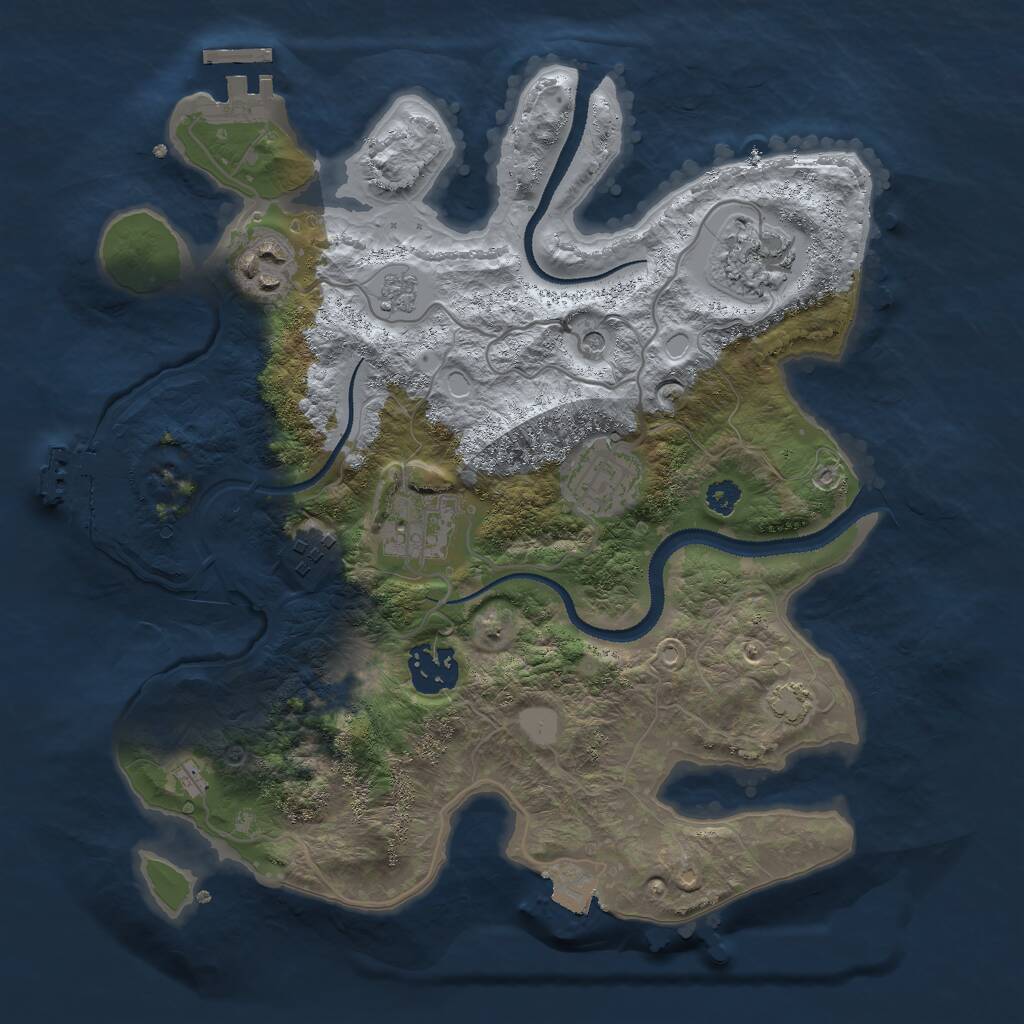 Rust Map: Procedural Map, Size: 3000, Seed: 58, 12 Monuments