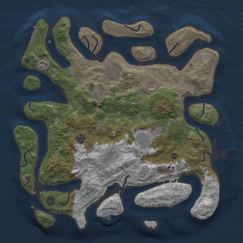 Rust Map: Procedural Map, Size: 4000, Seed: 817208, 16 Monuments