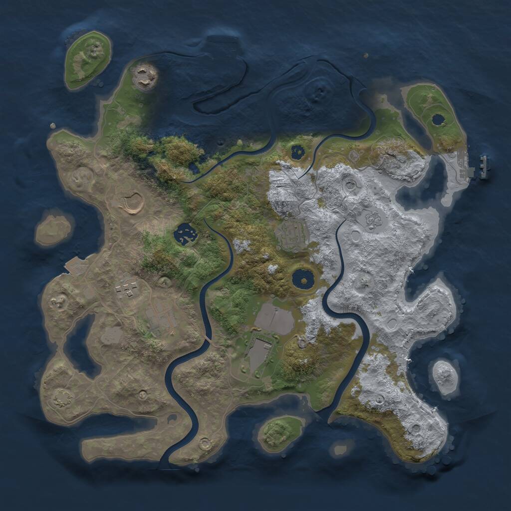 Rust Map: Procedural Map, Size: 3550, Seed: 773835, 13 Monuments
